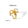 Wholesale Hiphop Style Stainless Steel Ring With Starfish Irregular Knot Design Pvd Furnace Real Gold Electroplated