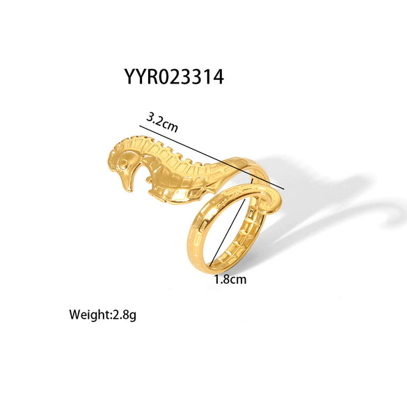 Wholesale Hiphop Style Stainless Steel Ring With Starfish Irregular Knot Design Pvd Furnace Real Gold Electroplated