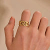 Wholesale Hiphop Style Stainless Steel Women's Ring With Geometric Design And Electroplating