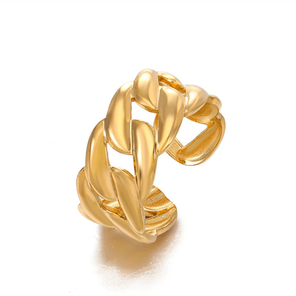 Wholesale Hiphop Style Stainless Steel Women's Ring With Geometric Design And Electroplating