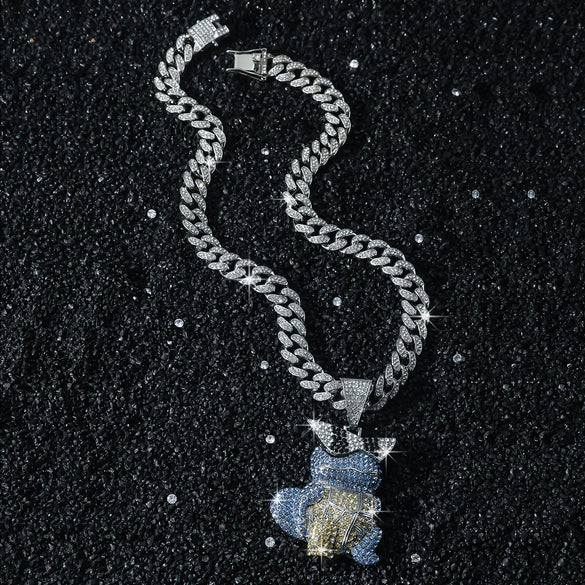 Wholesale Hiphop Style Threedimensional Cartoon Turtle Pendant Necklace Zinc Alloy Material Electroplating Treatment Cuban Chain