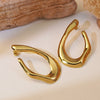 Wholesale Hiphop Style Titanium Steel Exaggerated Earrings With Geometric Ring Lines And Hollow Design Electroplated For Women