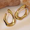 Wholesale Hiphop Style Titanium Steel Exaggerated Earrings With Geometric Ring Lines And Hollow Design Electroplated For Women
