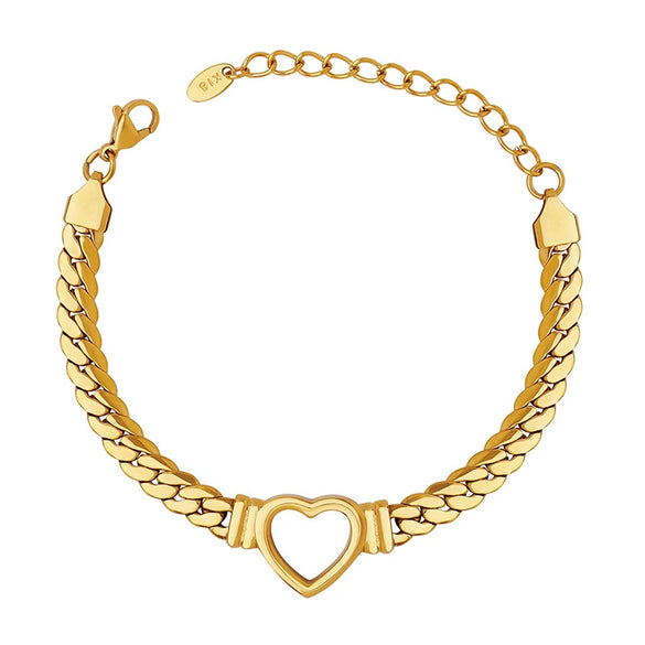 Wholesale Hiphop Style 316L Stainless Steel Goldplated Geometric Hollow Love Bracelet For Women