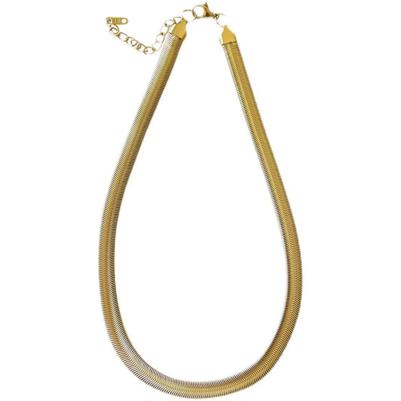 Wholesale Hiphop Style Ushaped Snake Bone Chain Titanium Steel Necklace With Electroplating Treatment