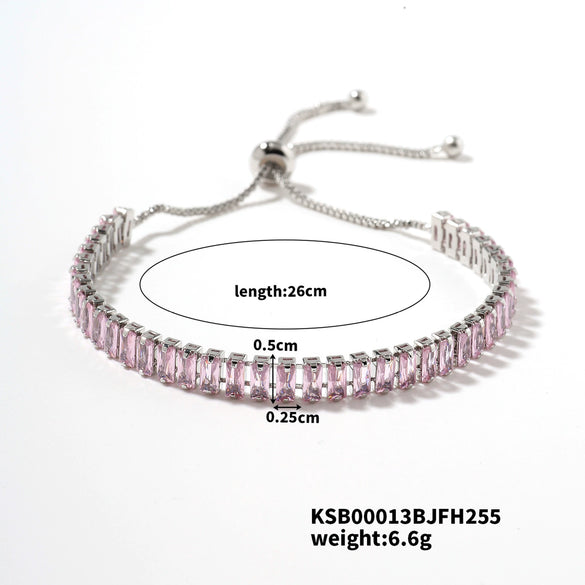 Wholesale Hiphop Style Women's Copper Zircon Bracelet