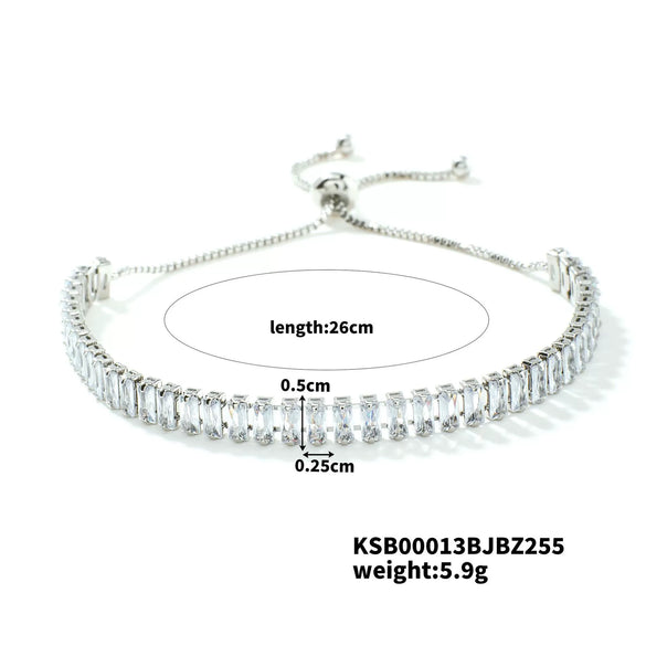 Wholesale Hiphop Style Women's Copper Zircon Bracelet