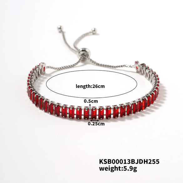 Wholesale Hiphop Style Women's Copper Zircon Bracelet