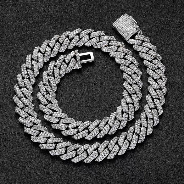 Wholesale Hiphop Style Zirconinlaid Copper Cuban Chain Diamondshaped Necklace Jewelry
