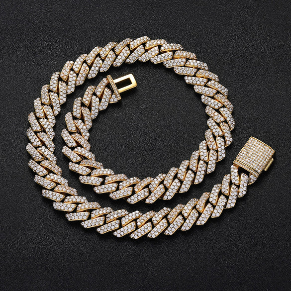 Wholesale Hiphop Style Zirconinlaid Copper Cuban Chain Diamondshaped Necklace Jewelry
