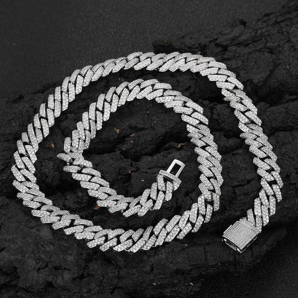 Wholesale Hiphop Style Zirconinlaid Copper Cuban Chain Diamondshaped Necklace Jewelry