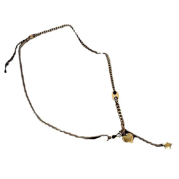Wholesale Hiphop Threedimensional Peach Heart Titanium Steel Necklace With Fivepointed Star Tassel And Electroplating Treatment For Women