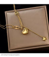 Wholesale Hiphop Threedimensional Peach Heart Titanium Steel Necklace With Fivepointed Star Tassel And Electroplating Treatment For Women