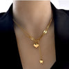 Wholesale Hiphop Threedimensional Peach Heart Titanium Steel Necklace With Fivepointed Star Tassel And Electroplating Treatment For Women