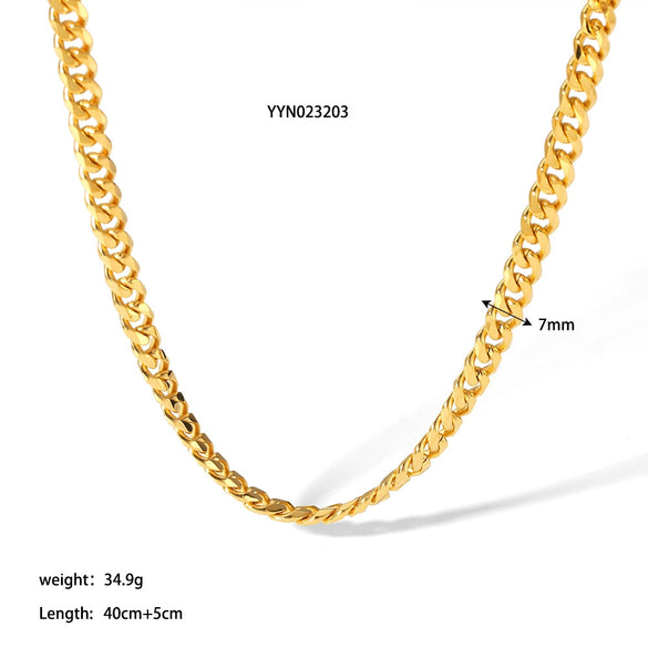 Wholesale Hiphop Titanium Steel Cuban Chain Necklace With Geometric Design And Vacuum Real Gold Electroplating In Pvd Furnace