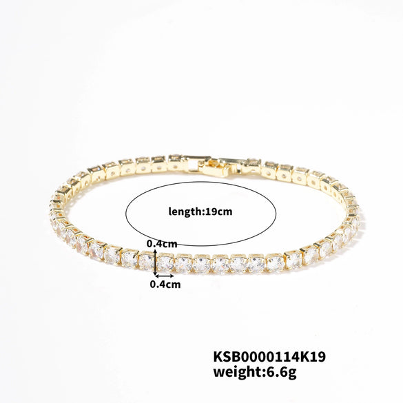 Wholesale Hiphop Women's Copper Bracelet With Geometric Pattern And Glass Treatment