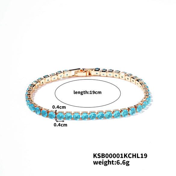 Wholesale Hiphop Women's Copper Bracelet With Geometric Pattern And Glass Treatment