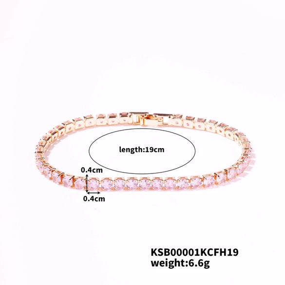 Wholesale Hiphop Women's Copper Bracelet With Geometric Pattern And Glass Treatment