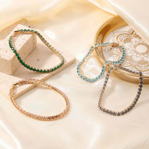 Wholesale Hiphop Women's Copper Bracelet With Geometric Pattern And Glass Treatment