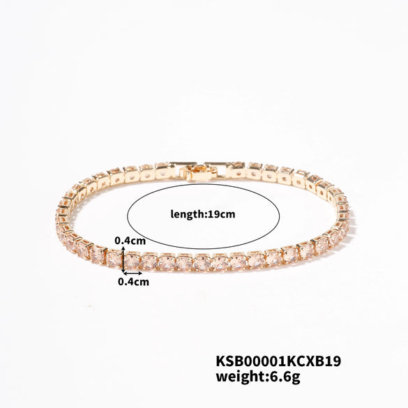 Wholesale Hiphop Women's Copper Bracelet With Geometric Pattern And Glass Treatment