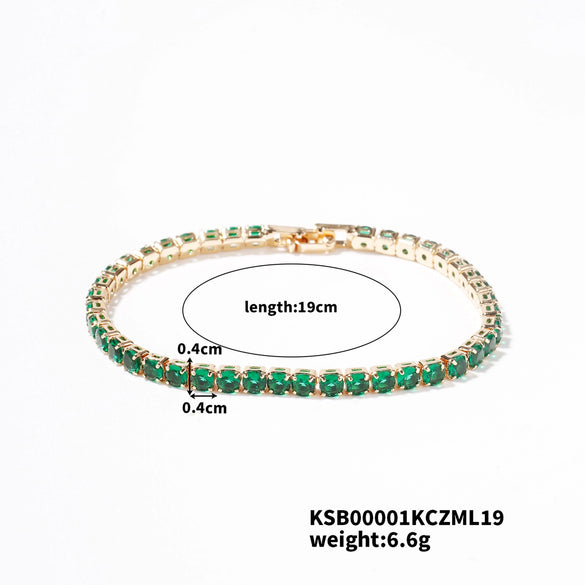 Wholesale Hiphop Women's Copper Bracelet With Geometric Pattern And Glass Treatment