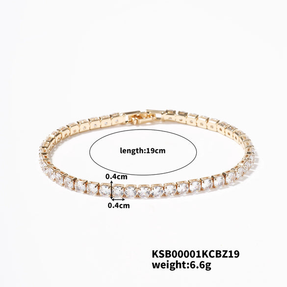 Wholesale Hiphop Women's Copper Bracelet With Geometric Pattern And Glass Treatment