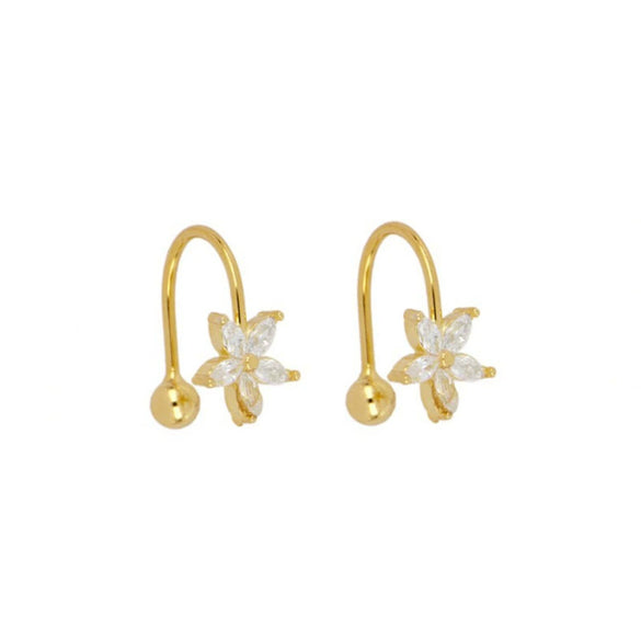 Wholesale Hipster Light Luxury Elegant Women's Earrings With Zircon Inlay Geometric Flower And Star Shape