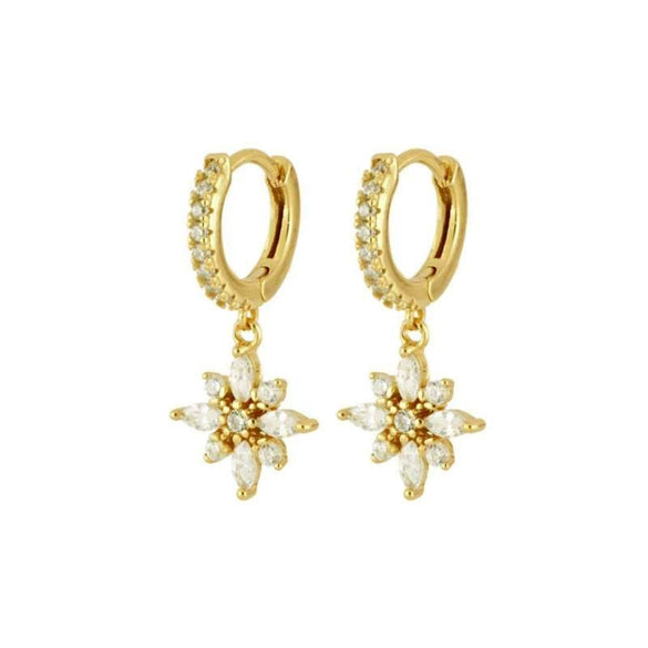 Wholesale Hipster Light Luxury Elegant Women's Earrings With Zircon Inlay Geometric Flower And Star Shape
