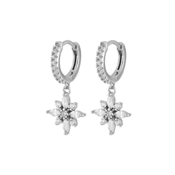 Wholesale Hipster Light Luxury Elegant Women's Earrings With Zircon Inlay Geometric Flower And Star Shape