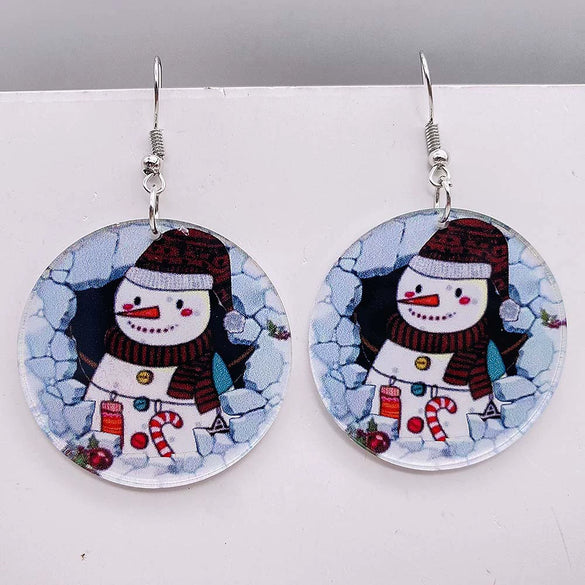 Wholesale Holiday Jewelry Acrylic Handmade Earrings With Snowman Elk Animal Zodiac Cartoon Geometric Patterns