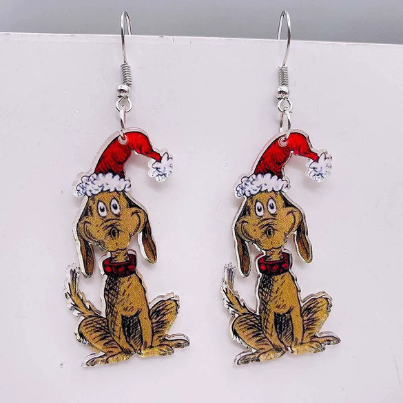 Wholesale Holiday Jewelry Acrylic Handmade Earrings With Snowman Elk Animal Zodiac Cartoon Geometric Patterns