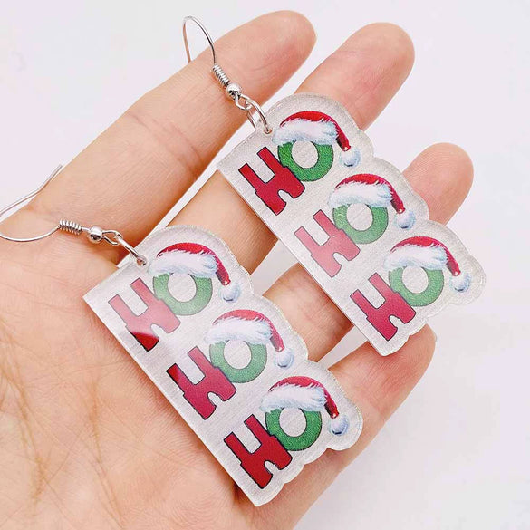 Wholesale Holiday Jewelry Acrylic Handmade Earrings With Snowman Elk Animal Zodiac Cartoon Geometric Patterns