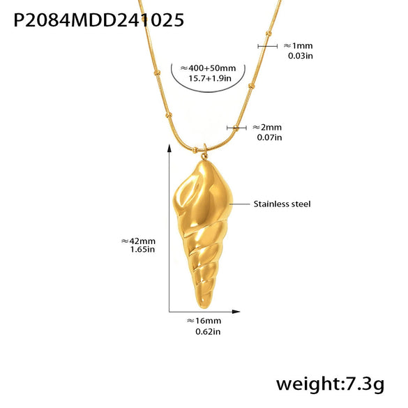 Wholesale Hollow Conch Pendant Double Layer Stacked Necklace In Stainless Steel With Geometric Pattern And Electroplating Treatment For Women