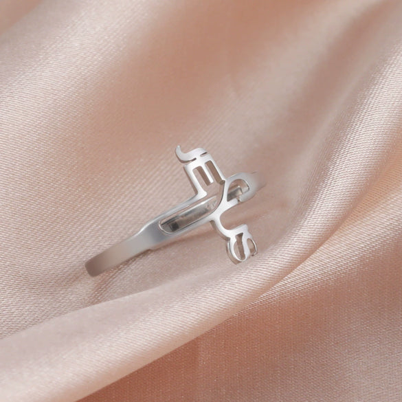 Wholesale Hollow Cross Staggered Letter Ring In Titanium Steel With Electroplating For Unisex