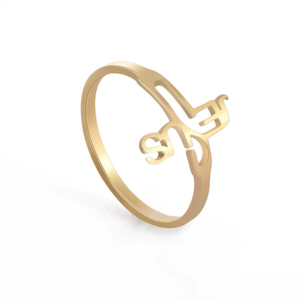 Wholesale Hollow Cross Staggered Letter Ring In Titanium Steel With Electroplating For Unisex