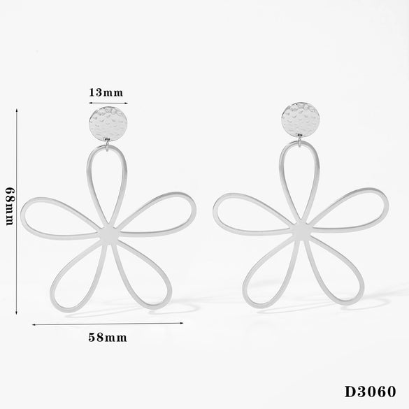Wholesale Hollow Flower Leaf Earrings 316 Stainless Steel Electroplated Women's Jewelry