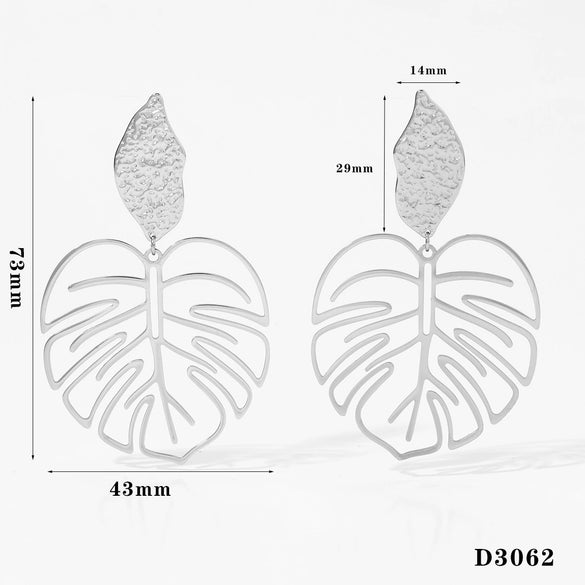 Wholesale Hollow Flower Leaf Earrings 316 Stainless Steel Electroplated Women's Jewelry