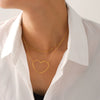 Wholesale Hollow Love Folded Clavicle Chain Jewelry In Stainless Steel With Pvd Plated 18K Gold And Geometric Styling