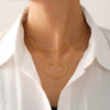 Wholesale Hollow Love Folded Clavicle Chain Jewelry In Stainless Steel With Pvd Plated 18K Gold And Geometric Styling
