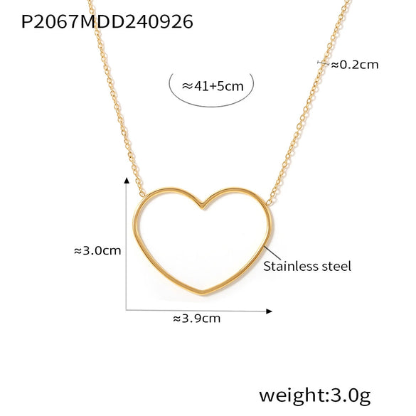 Wholesale Hollow Love Folded Clavicle Chain Jewelry In Stainless Steel With Pvd Plated 18K Gold And Geometric Styling