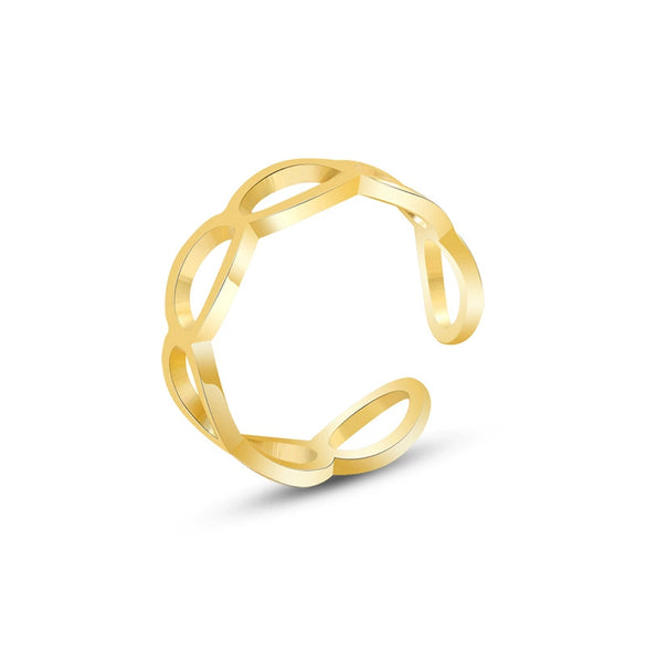 Wholesale Hollow Open Geometric Titanium Steel Ring And Bracelet For Couples With Electroplating