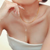 Wholesale Hollow Rectangular Zircon Double Clavicle Necklace For Women Titanium Steel 18K Gold Plated Geometric Style
