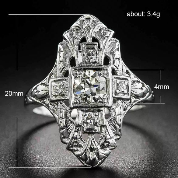 Wholesale Hollow Ring Copper Silver Diamond Jewelry Geometric Style Electroplating Unisex