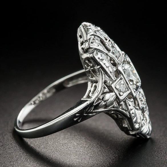 Wholesale Hollow Ring Copper Silver Diamond Jewelry Geometric Style Electroplating Unisex