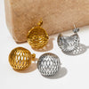 Wholesale Hollow Spherical Stainless Steel Earrings With Metal Mesh Hemisphere Design And Electroplating For Women
