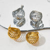 Wholesale Hollow Spherical Stainless Steel Earrings With Metal Mesh Hemisphere Design And Electroplating For Women