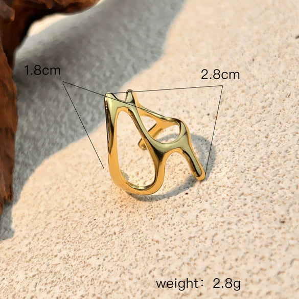 Wholesale Hollow Stainless Steel Ring With Heart Shape Minimalist Style Electroplating Processing For Women