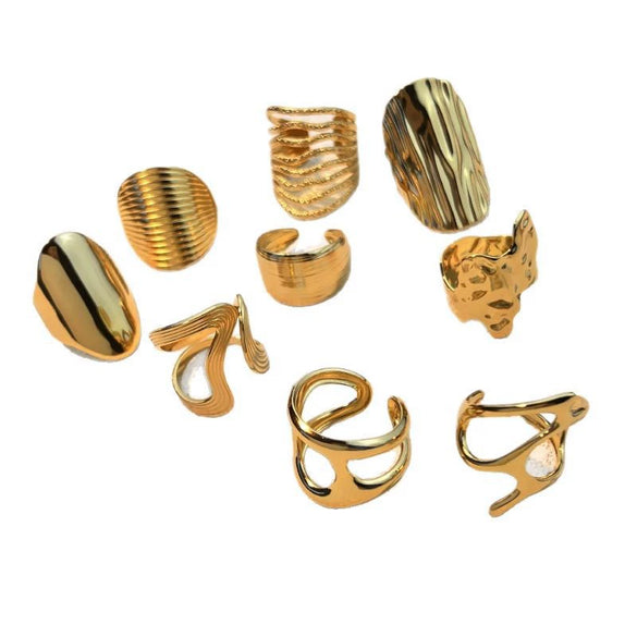 Wholesale Hollow Stainless Steel Ring With Heart Shape Minimalist Style Electroplating Processing For Women