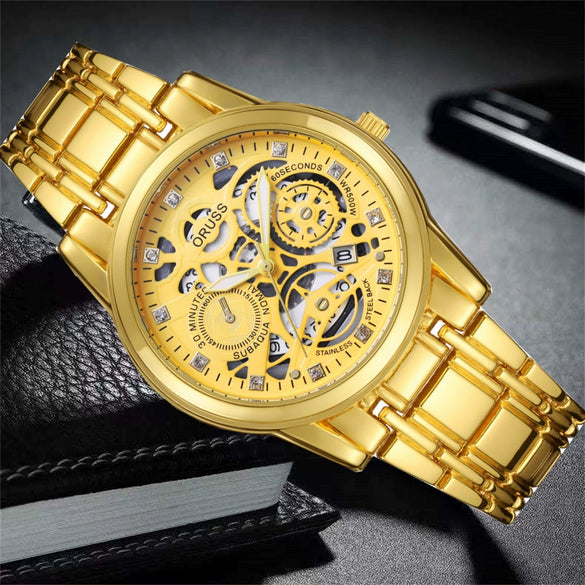 Wholesale Hollow Tourbillon Quartz Men's Watch Casual Style Alloy Case And Strap Round Dial