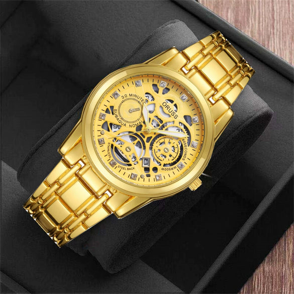 Wholesale Hollow Tourbillon Quartz Men's Watch Casual Style Alloy Case And Strap Round Dial